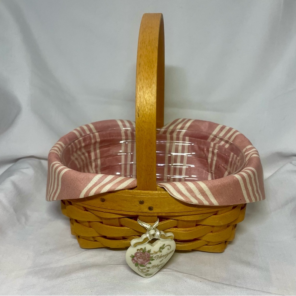 1999 Longaberger Horizon Of Hope Basket With Pendant Plastic Cloth Liner Paper